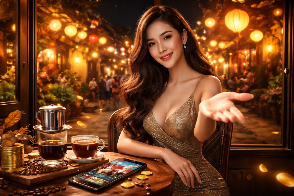 Người dùng tại Hội An đọc điều khoản giải trí trực tuyến trên điện thoại